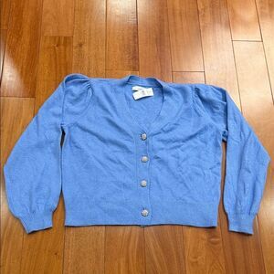 NWT LOFT Women’s Blue Jeweled Rhinestone Button Cardigan Sweater